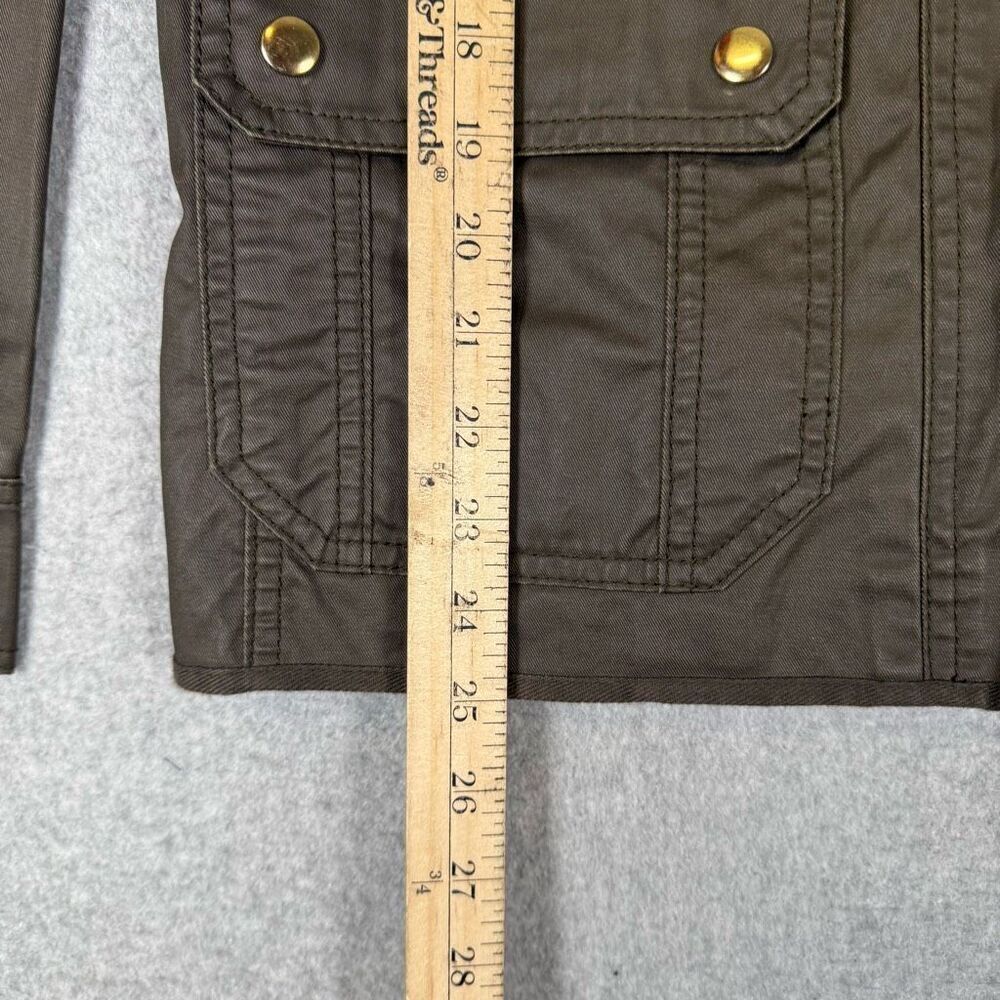 J Crew Womens Size Small Snap Front Utility Field Jacket Brown waxed Cotton - Picture 5 of 7